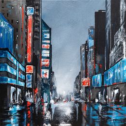 Painting, Rainy Days 2 - Série Paysage Urbain, Françoise Schmidt