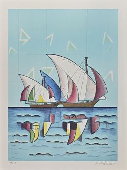 Print, The Colourful Sailboats, Ibrahim Kodra