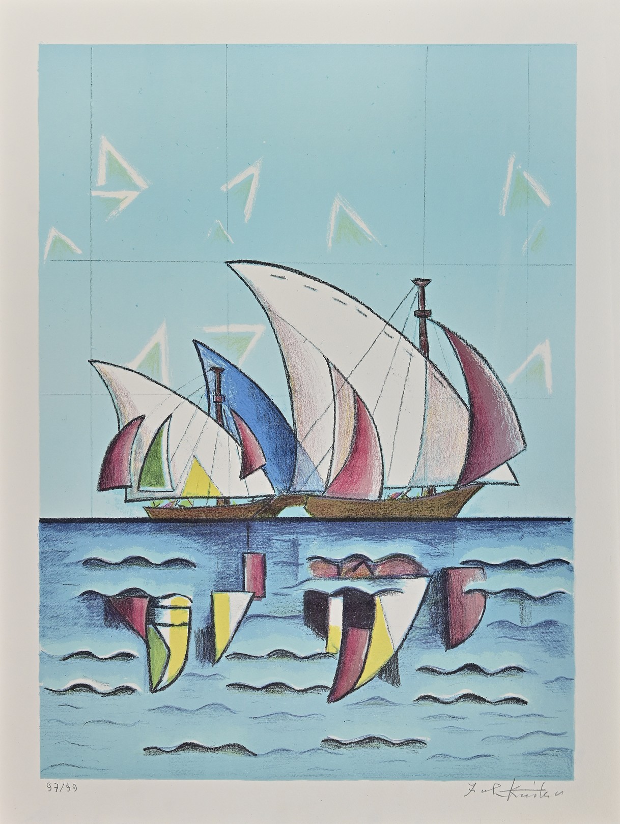 Ibrahim Kodra, The Colourful Sailboats Ibrahim Kodra, The Colourful Sailboats
