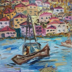 Painting, Greek Village, Dondi Schwartz