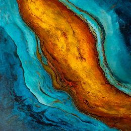 Gemälde, Lagonis - Paysage abstrait vu du ciel entre terre et mer, Thierry Nauleau