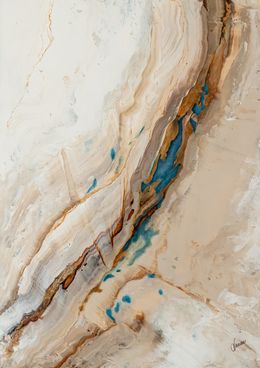 Gemälde, Au fond coule une rivière - Paysage abstrait vu du ciel, Thierry Nauleau