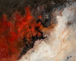 Gemälde, Eruption - Paysage abstrait de lave et Volcan, Thierry Nauleau