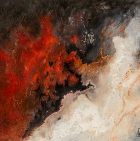 Peinture, Eruption - Paysage abstrait de lave et Volcan, Thierry Nauleau