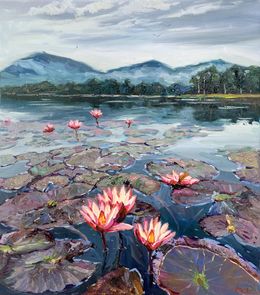 Gemälde, Lake with lilies, Evgeny Chernyakovsky