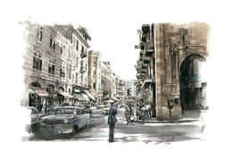Painting, Beirut, Bab Idris ealry 1960, Fouad Farah