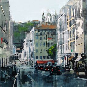 Gemälde, Lyon rue de la barre, Adrien Faveau