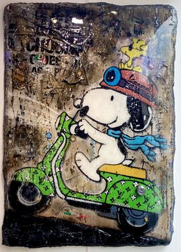 Painting, Green vespa ride, Adriano Cuencas