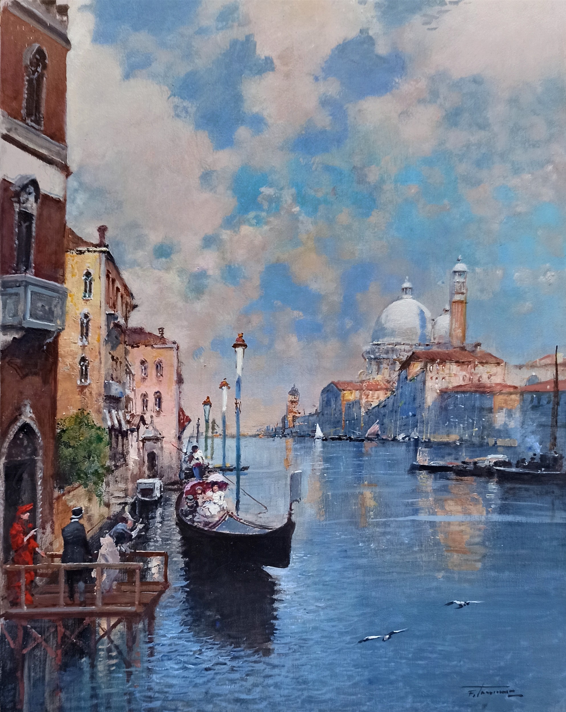 Francesco Tammaro, Venetian atmosphere - Old Italy Belle Epoque painting Francesco Tammaro, Venetian atmosphere - Old Italy Belle Epoque painting