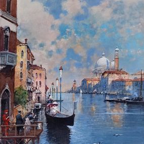 Painting, Venetian atmosphere - Old Italy Belle Epoque painting, Francesco Tammaro
