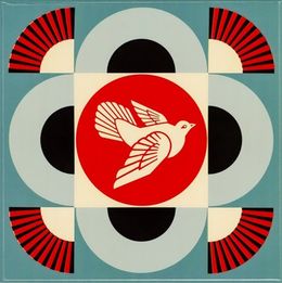 Print, Geometric dove (blue tile), Shepard Fairey (Obey)