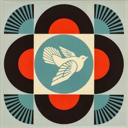 Print, Geometric dove (black tile), Shepard Fairey (Obey)