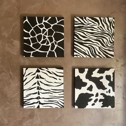 Peinture, Zebra, Tiger, Giraffe, Cow. 4 Patterns, Irena Tone