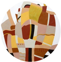 Peinture, H01 Tondo Corail - série abstraction géométrique, Cami
