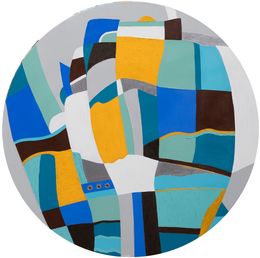 Painting, H03 Tondo Bleu - série abstraction géométrique, Cami