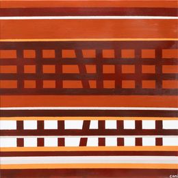 Peinture, C 46 Grid Brun - série abstraction géométrique, Cami