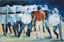 Peinture, Même pas peur - scène de vie figurative, Christiane Dumon