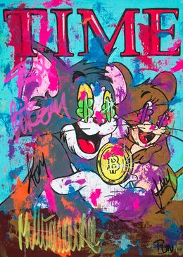 Painting, In Bitcoin i trust ft. Tom and Jerry, Carlos Pun Art