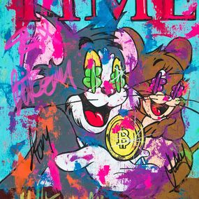 Peinture, In Bitcoin i trust ft. Tom and Jerry, Carlos Pun Art