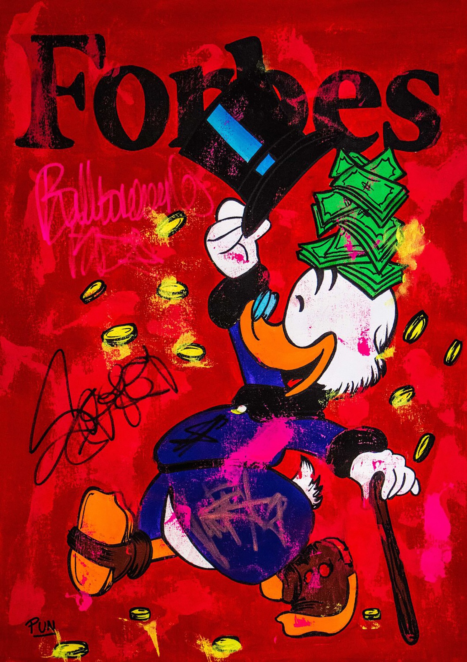 Carlos Pun Art, Scrooge McDuck literally thinking about money Forbes Magazine Carlos Pun Art, Scrooge McDuck literally thinking about money Forbes Magazine