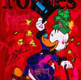 Peinture, Scrooge McDuck literally thinking about money Forbes Magazine, Carlos Pun Art