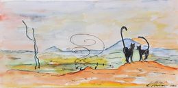 Painting, Passion to travel. Cats in Mohave desert, Vladimir Kolosov
