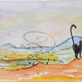 Gemälde, Passion to travel. Cats in Mohave desert, Vladimir Kolosov