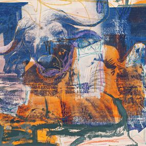 Painting, Bull-human (blue), Funda Studio