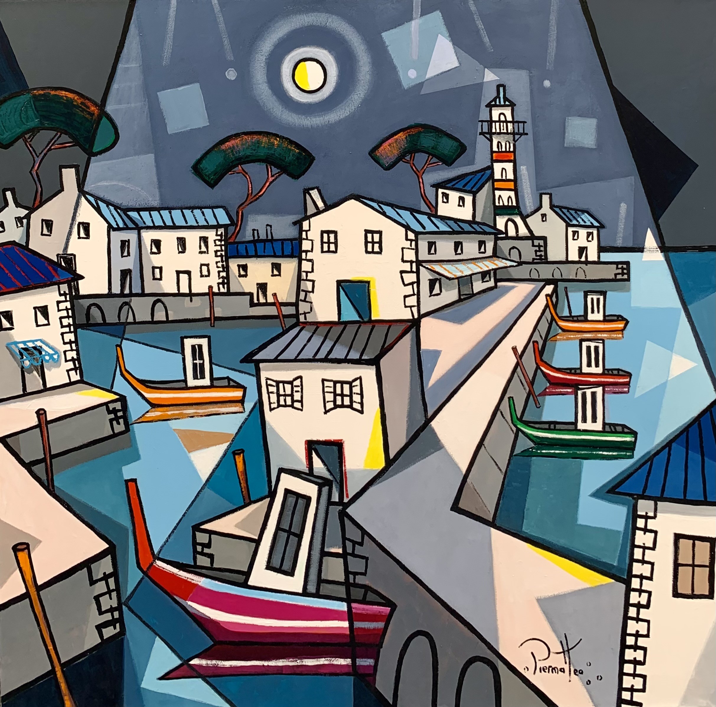 Joseph Piermatteo, Pleine lune sur le port Joseph Piermatteo, Pleine lune sur le port