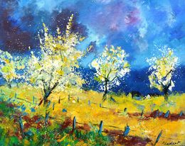 Painting, Orchard in spring, Pol Ledent