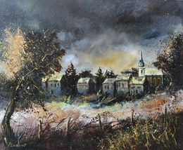 Painting, Mysterious dwellings, Pol Ledent