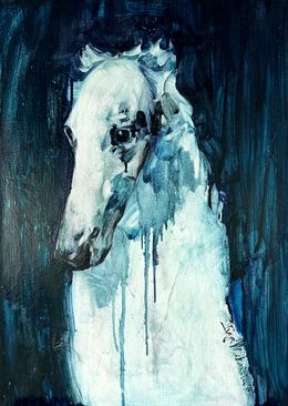 Painting, White Dog, Inga Makarova