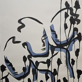 Painting, Derrière les roseaux bleus 2, Claire Bonnet-Masimbert