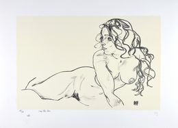 Drucke, La fille aux cheveux longs, 1918, Egon Schiele