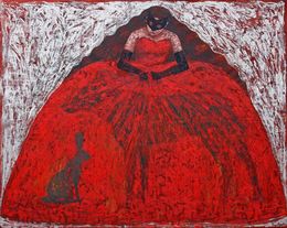 Painting, Robe-piège au lièvre et au loup, Maria GUILBERT