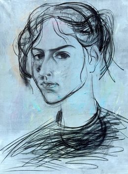 Fine Art Drawings, Portrait in Blue, Zakhar Shevchuk