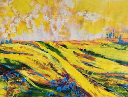 Painting, Yellow Meadow, Silence Serie, Tetiana Pchelnykova