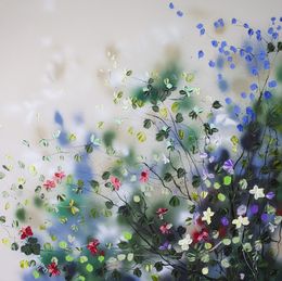 Painting, A Floral Journey into Presence large square painting, Anastassia Skopp