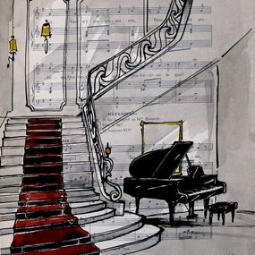 Dessin, L'escalier, Cyril Réguerre
