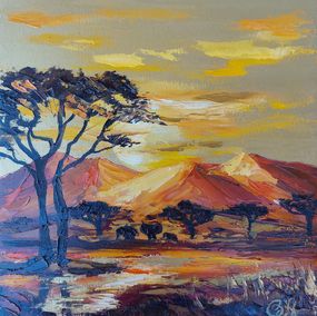 Gemälde, African Landscape Painting Savannah Original Art, Olga Nikitina