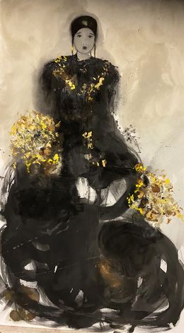 Gemälde, Sans titre aux bouquets jaunes, Katia Krief