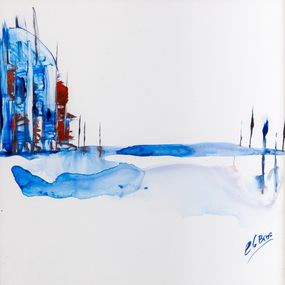 Painting, Marina 1 - Paysage semi abstrait, série des Marinas, Catherine Le Bras-Hippert