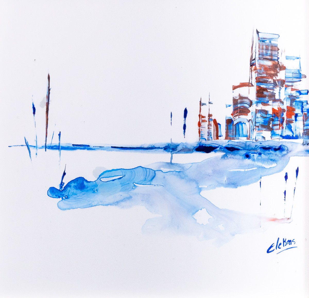 Catherine Le Bras-Hippert, Marina 2 - Paysage semi abstrait, série des Marinas Catherine Le Bras-Hippert, Marina 2 - Paysage semi abstrait, série des Marinas