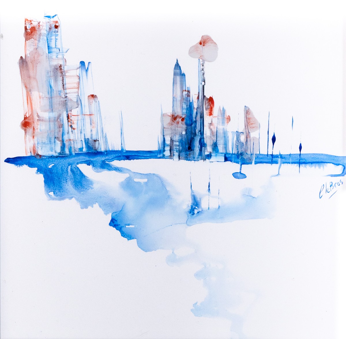 Catherine Le Bras-Hippert, Marina 3 - Paysage semi abstrait, série des Marinas Catherine Le Bras-Hippert, Marina 3 - Paysage semi abstrait, série des Marinas