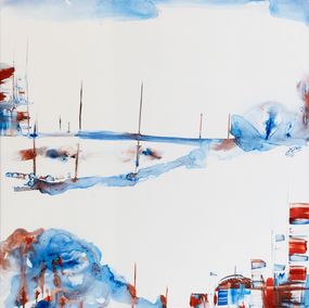 Peinture, Marina 5 - Paysage semi abstrait, série des Marinas, Catherine Le Bras-Hippert