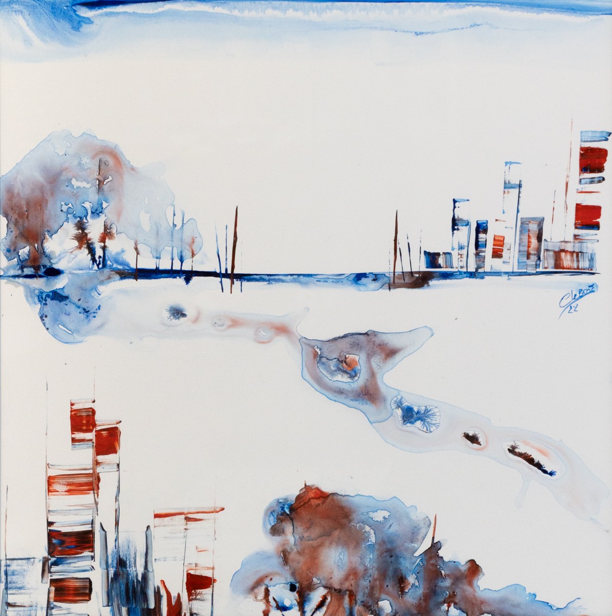 Catherine Le Bras-Hippert, Marina 6 - Paysage semi abstrait, série des Marinas Catherine Le Bras-Hippert, Marina 6 - Paysage semi abstrait, série des Marinas