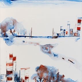 Painting, Marina 6 - Paysage semi abstrait, série des Marinas, Catherine Le Bras-Hippert