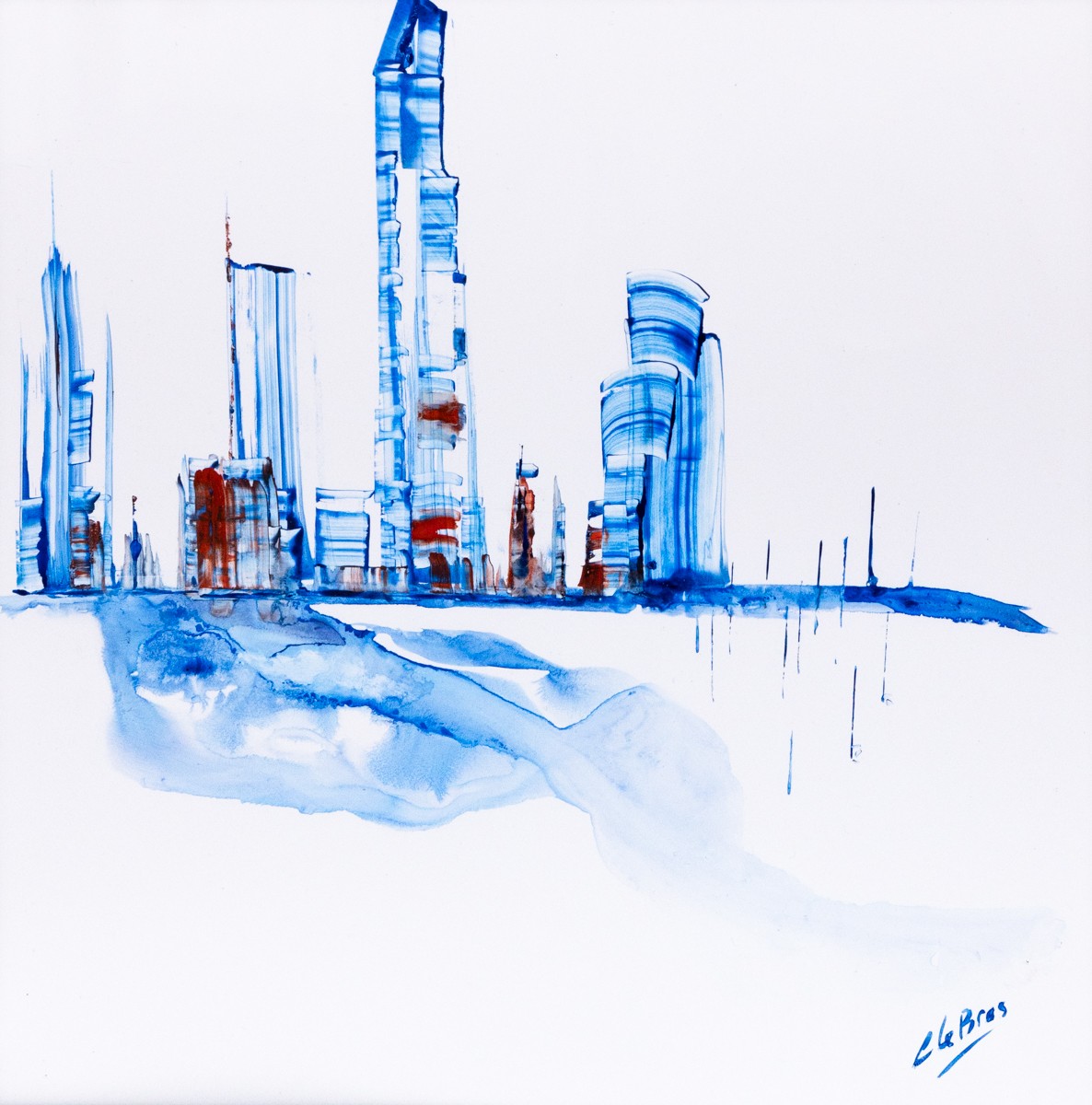 Catherine Le Bras-Hippert, Marina 7 - Paysage semi abstrait, série des Marinas Catherine Le Bras-Hippert, Marina 7 - Paysage semi abstrait, série des Marinas