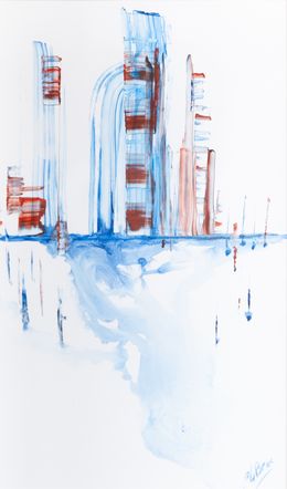 Pintura, Marina 10 - Paysage semi abstrait, série des Marinas, Catherine Le Bras-Hippert