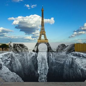 Édition, Trompe l'oeil, Les Falaises du Trocadéro, 25 mai 2021, Paris, France (JR 1-2), JR